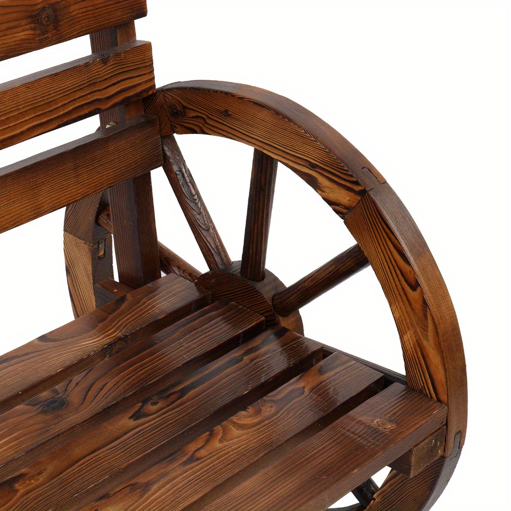 41.5in Fir White Carbonized with Wooden Wheels Wooden Bench