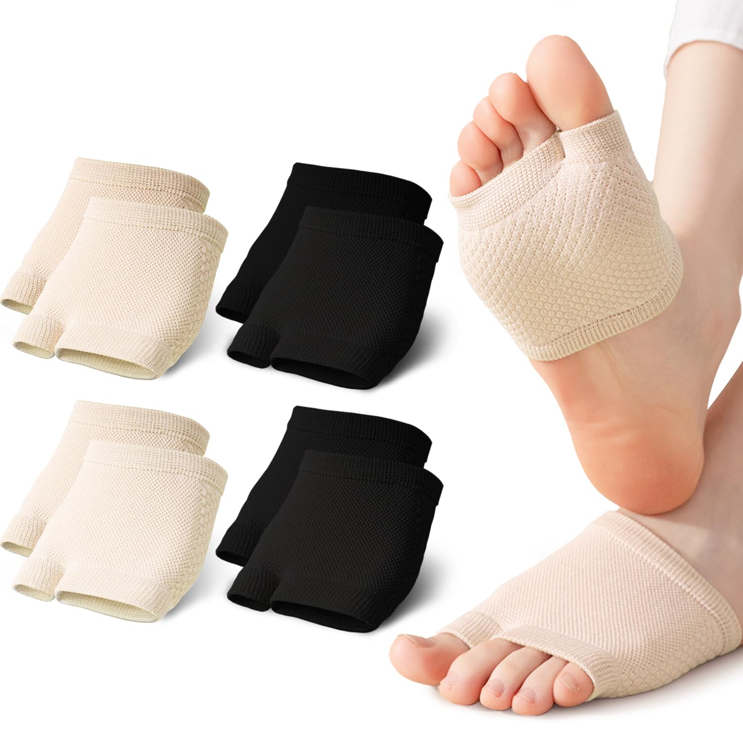 TEMU 4 Pairs Of Invisible Half Foot Socks, Forefoot Anti-wear Foot Protector, Shock-absorbing Foot Cover, High Heels For Long- Standing Without