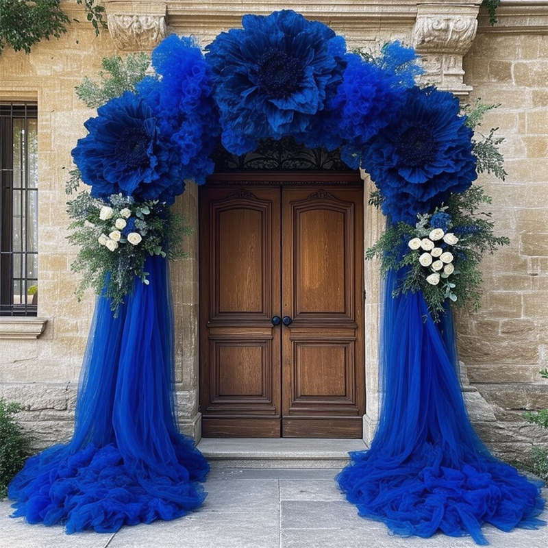 TEMU 1pc Super Long 90 Yards, 50 Yards Tissu de Filet de Tulle Transparent Bleu de Haute Qualité, Matériau de de Décoration Suspendue