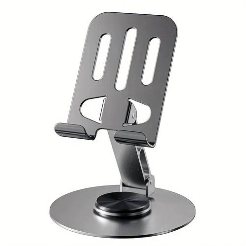 phone holder made of aluminum alloy featuring capabilities that allows for 360 rotation and a two section adjustable fold ideal for use on desks and bedside tables an gift for of the year