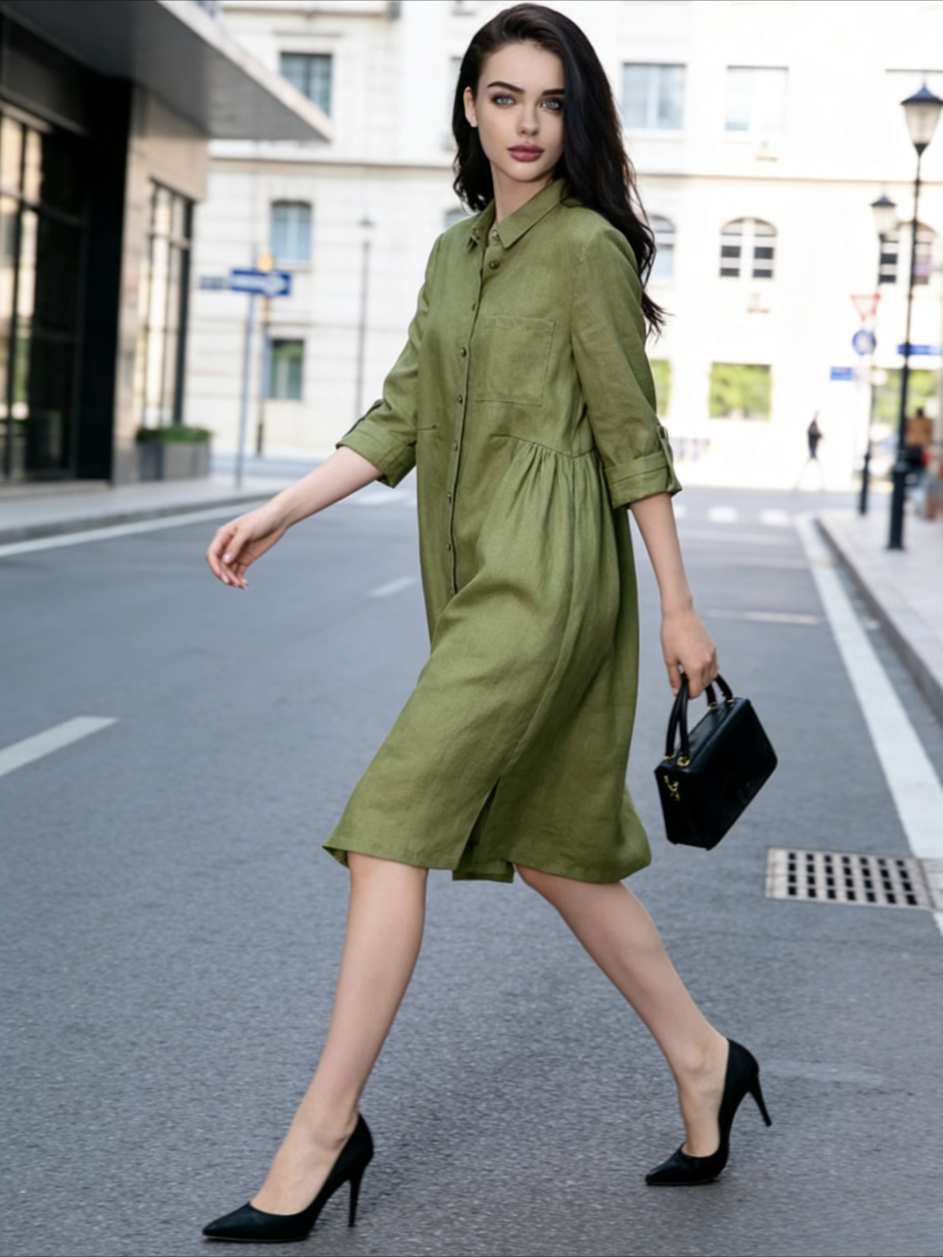 linen shirt dress sold on Temu United States