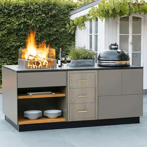 17 W X 21 D X 30 H Stainless Steel Outdoor Kitchen Double Access Drawers - Heavy Duty Weather-Resistant Combo with Built-In Paper Towel Holder, Flush Mount for &