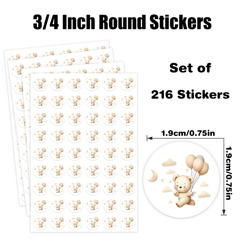 TEMU 216 autocollants ronds sur le thème de la , motif d'accent de en ballon, adaptés aux sacs cadeaux, cadeaux de fête, cartes de vœux, décorations