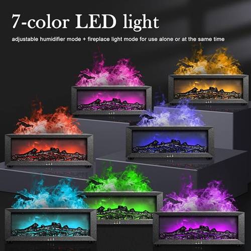 flame fireplace diffuser 7 color humidifier and essential oil diffuser ultrasonic humidifier timer and automatic large room bedroom office timed water free automatic