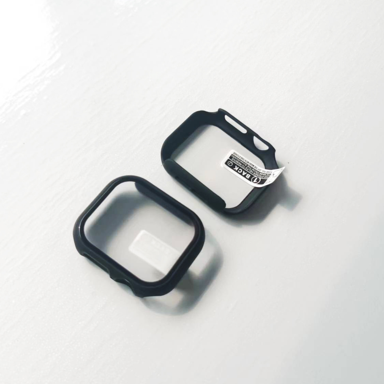 E-shop 2er-Pack, passend für Apple Watch Series 11/10, integrierte gehärtete Glasfolie, harte Umrandung, vollständiger Schutz, Set (Schwarz/Titanium),