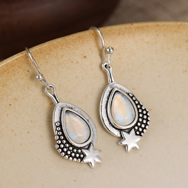 Women's Bohemian Retro Teardrop Star Pendant Earrings