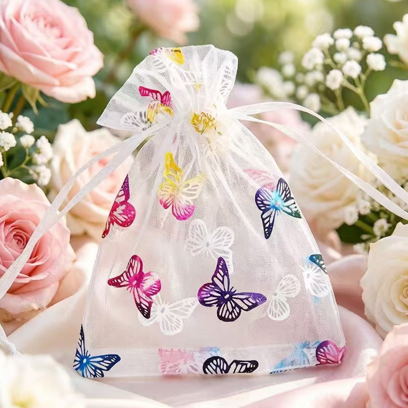 TEMU Sacs cadeaux en organza papillon avec cordon de serrage et pochettes en papillon, parfaits pour , les anniversaires, l'entreposage de bijoux, et