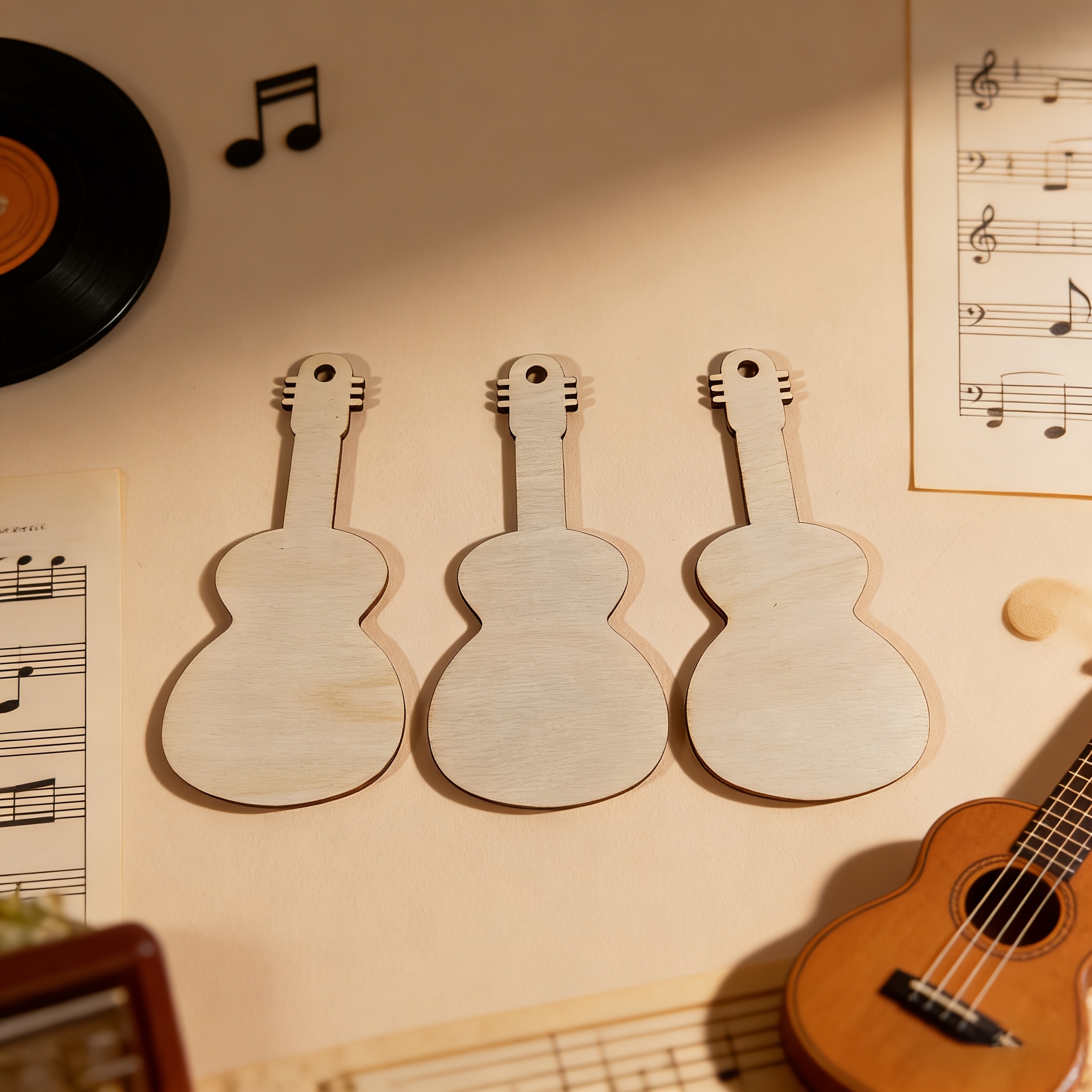 TEMU 2d Plane, 6pcs Wooden Guitar Decorations, Gift, Home Soft Furnishing Small Hanging Ornaments