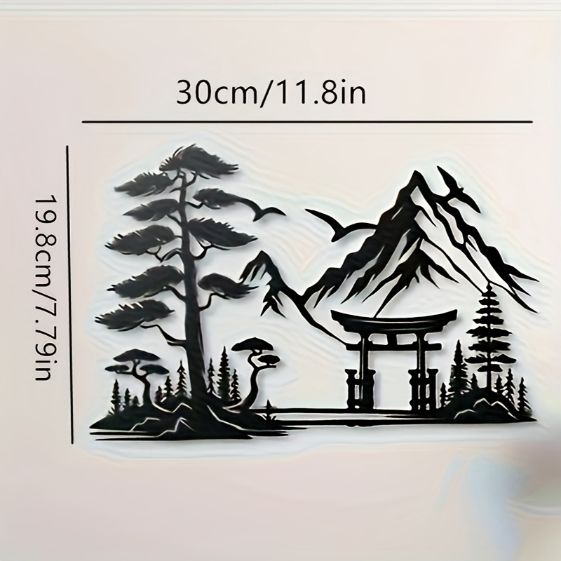 TEMU 2D Flat - [2D Flat] come regalo per , stampa 2D Flat, paesaggio giapponese con portale Torii, murale da parete in acrilico - di con pini,