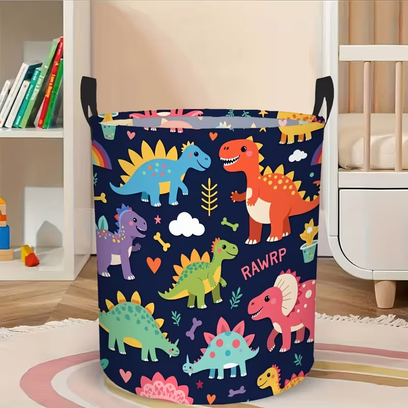 TEMU 1pc Navy Themed Laundry Basket, Dirty Clothes Basket, With Sturdy Handle, Circular Storage Basket, Suitable For Rooms, Bathrooms, Home