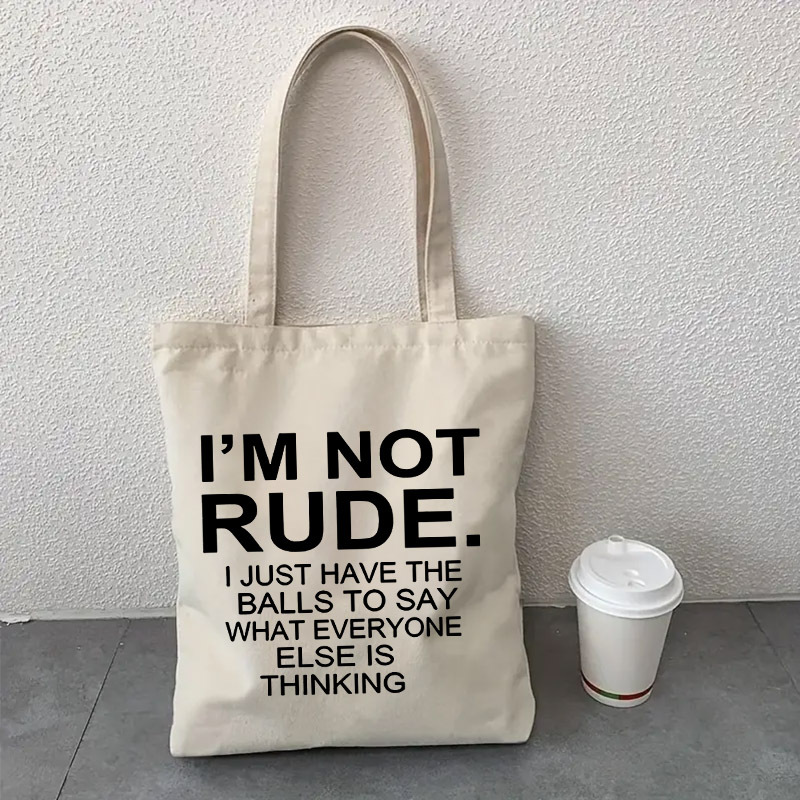 

Rude" Fashion Canvas Tote Bag - Large Capacity, Machine Washable, For Use, Handbag