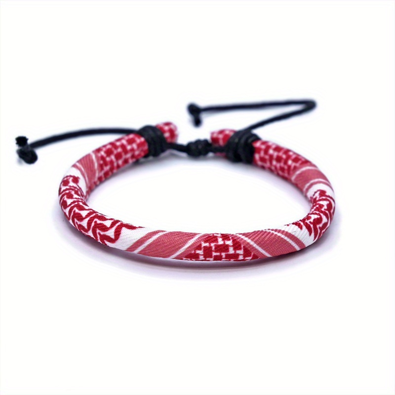 4pcs/set Vintage 3D Printed Fabric Bracelet Ethnic Arab Inspired Handwoven Wristband Accessories Gifts