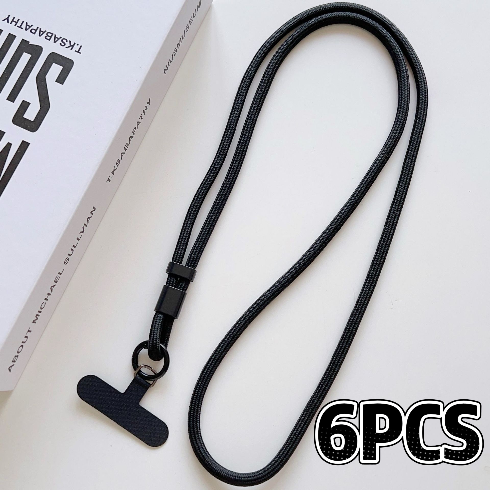 TEMU 6pcs Adjustable Nylon Long Phone Lanyard Neck Strap - Crossbody Strap With Detachable Hook, Suitable For Outdoor Sports, Travel, And Daily Use -