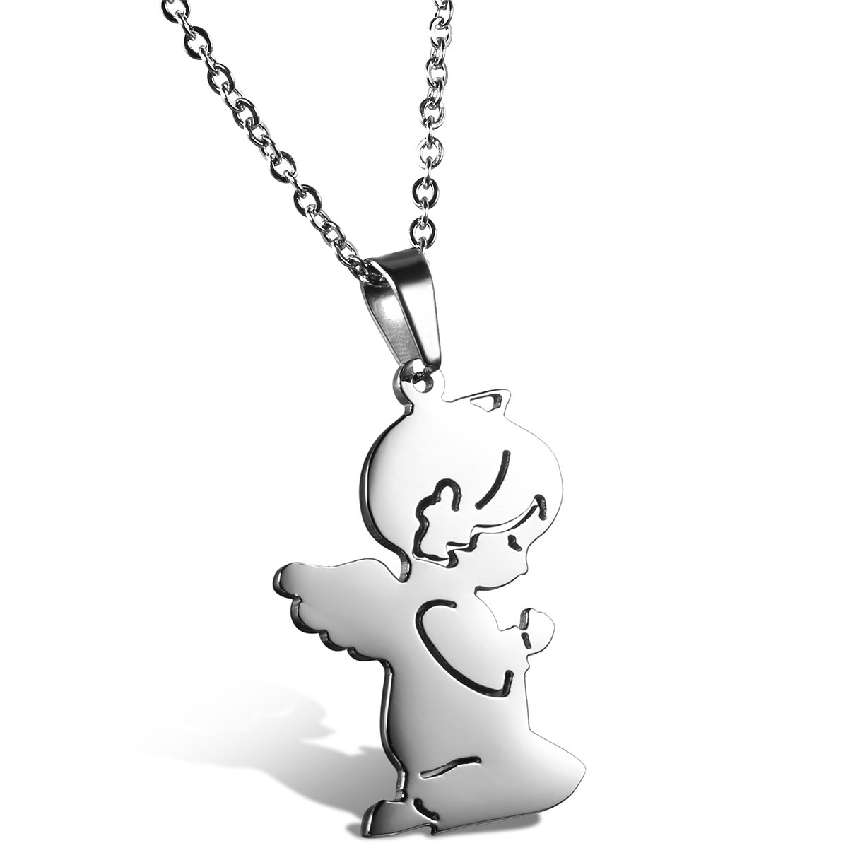 Jewelrywe Jewelry Women's Necklace With Cute Pendant Chain, Stainless Steel Necklace, Silvery