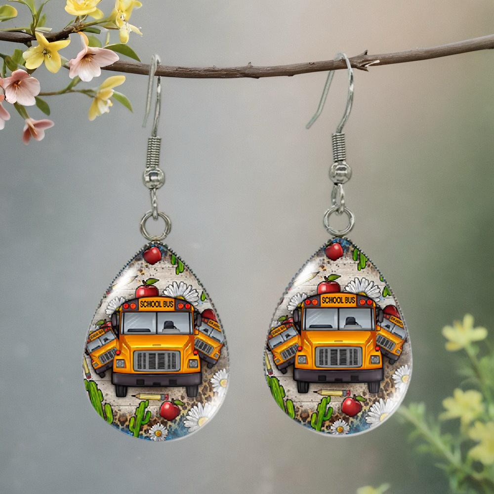 TEMU 1 Pair Of Drop Earrings - Back-to-school Pattern Dangle Jewelry For Women, Perfect As A Gift