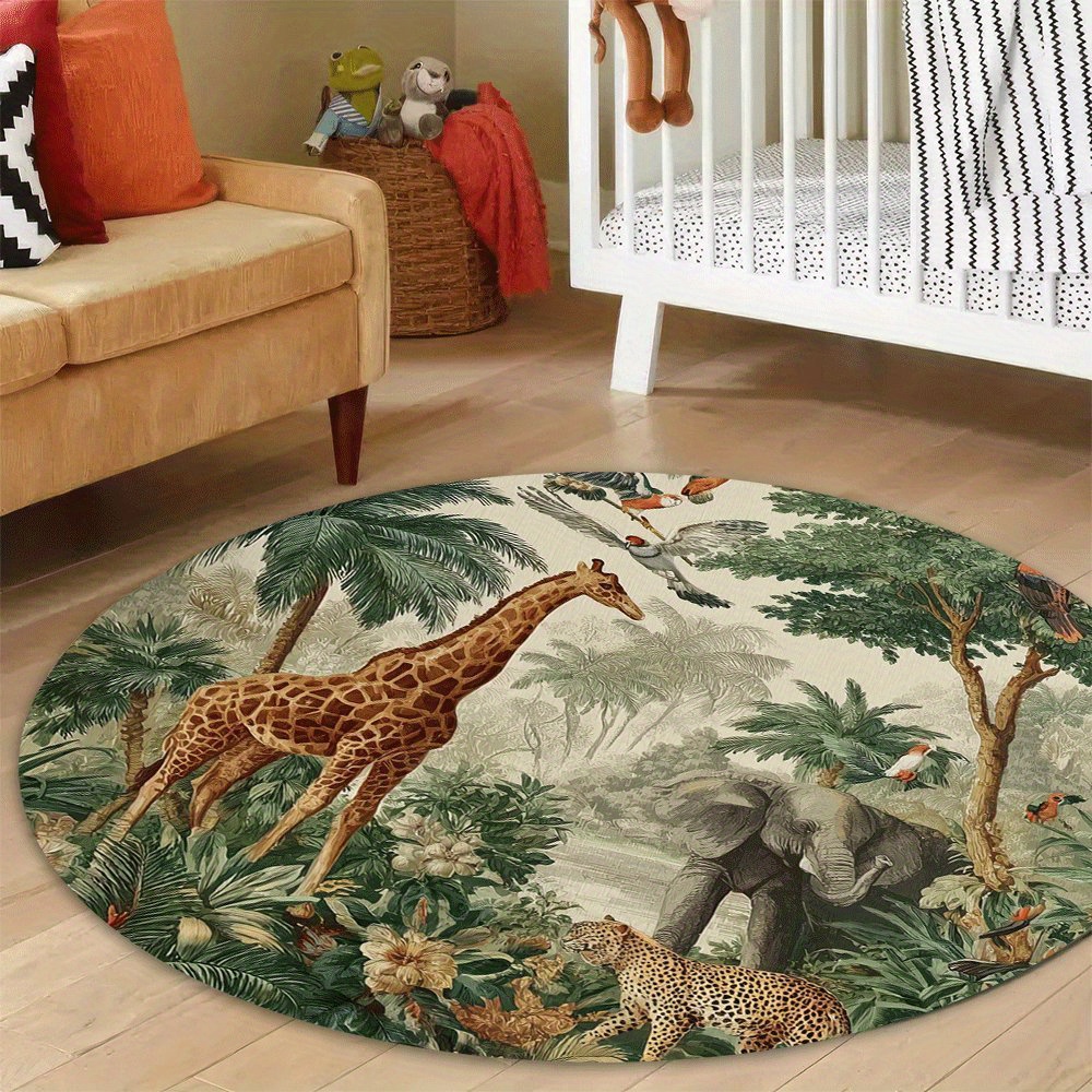 TEMU Machine Washable Rug, Vintage Wallpaper Pattern Kitchen Rugs, Printed , Flannel Material, Soft Flannel Kitchen Mat, Modern Non-slip Living Room