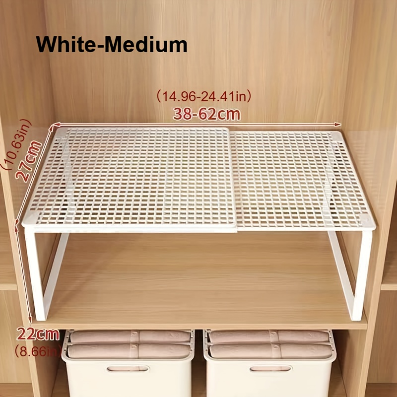 1 Heavy-duty Metal Extendable Wardrobe Storage Rack With Adjustable Height - - Organizer To Assemble And With Shelf Pads For Storing Clothes, Shoes, And Closet Items - Perfect For Small Spaces. Colors