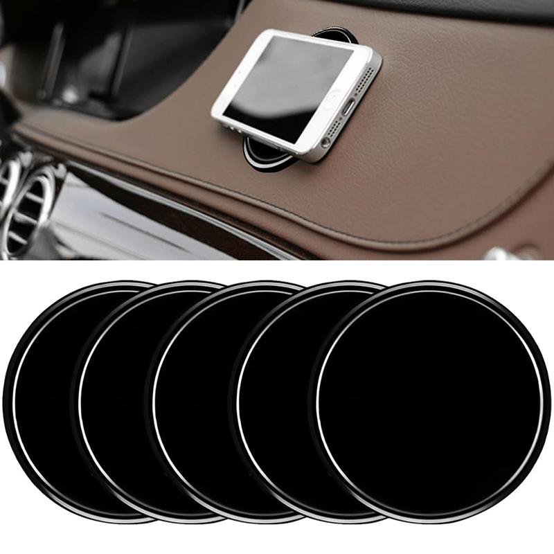 TEMU 5pcs Tapis Antidérapant pour de Bord de Voiture, Coussin Antidérapant pour Support de Navigation avec Ventouse, Accessoire Intérieur de Véhicule