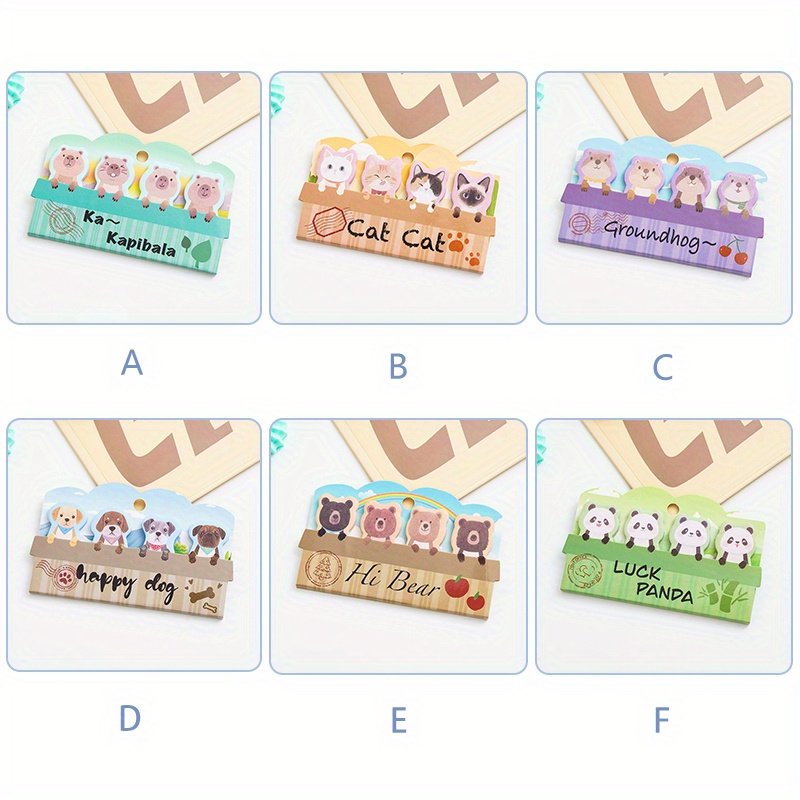 Image of 6pcs A Set, A Total Of 720pcs, 120 Sheets/pack, Japanese Cartoon Cute Little Animal Special-shaped Mini Index Sticky Notes, And Pasteable Memo Note Paper, School Edge Decoration Sticky Notes