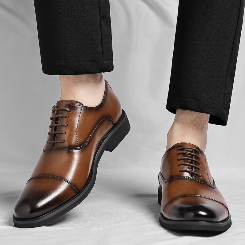 mens classic cap toe oxford dress shoes lace formal business  display picture 1