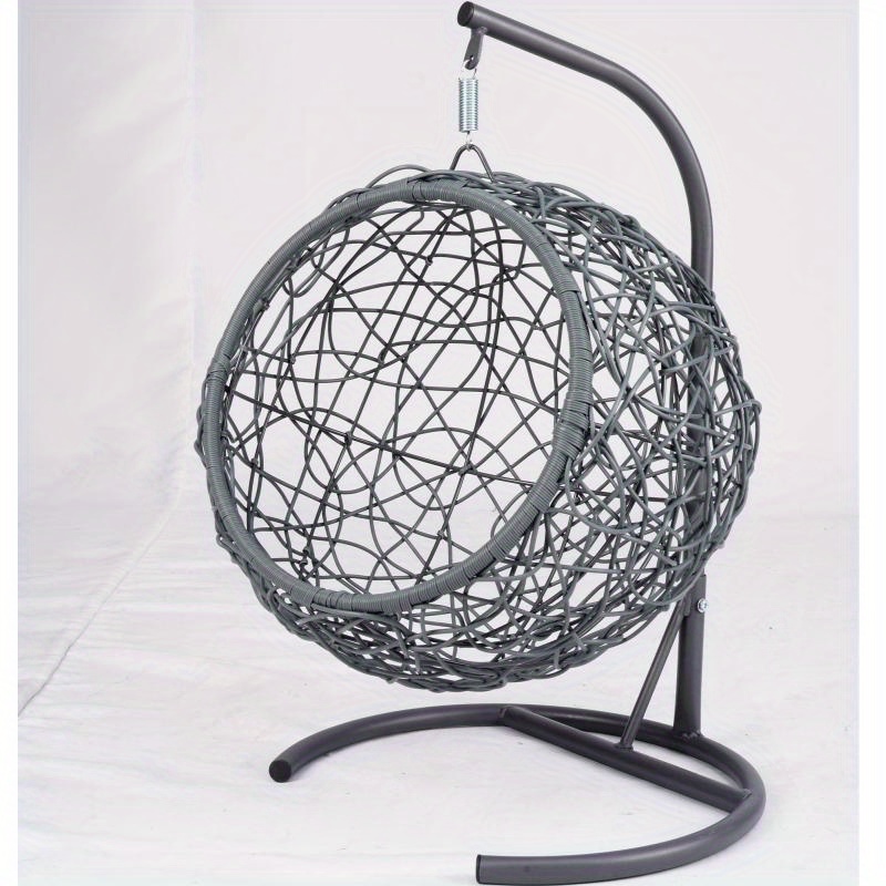 rattan wicker style cat swing bed with stand cushion indoor outdoor hanging egg chair for cats small dogs pets sturdy metal frame machine washable   design easy assembly black details 6