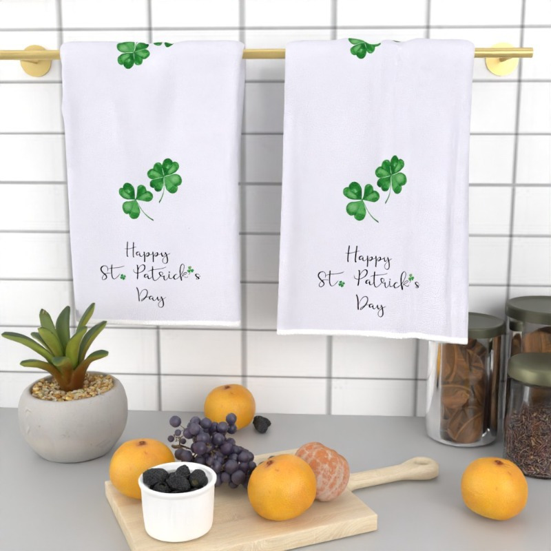 

2pcs 's Day Hand Towels - 18x26" Polyester, Kitchen & Bathroom Decor, Irish With