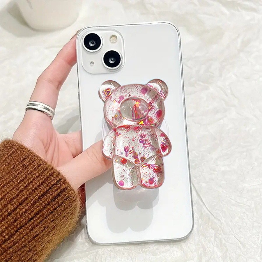 Colorful Creative Bear Mobile Phone Push-Pull Holder Integrated Folding Holder Lazy Holder Send Gifts to Friends Back-to-School Season Gift Ideal Holiday Gift Ramadan Festival Holder