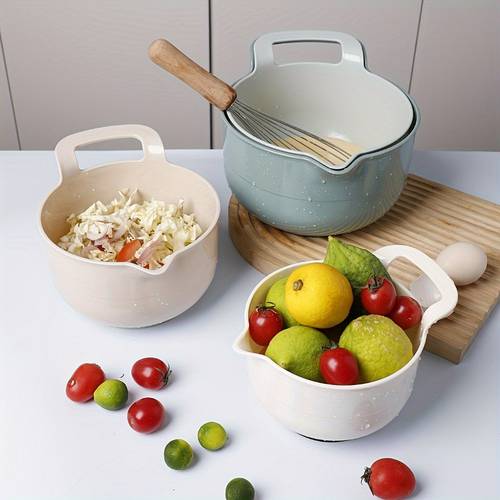 item picture 4pcs non slip plastic mixing bowls set sizes 1 1l 1 5l 2l 2 5l multi purpose baking prep rinse bowls easy to clean kitchen essentials for cooking baking meal prep salad mixing