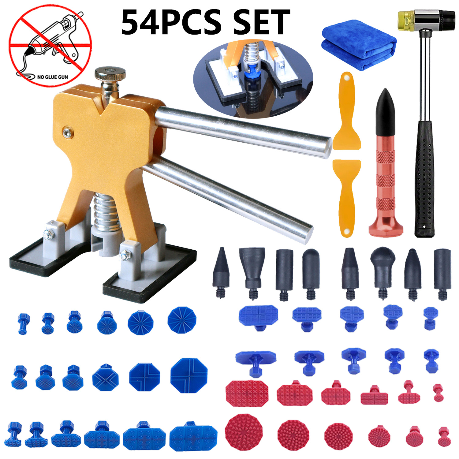 TEMU Car Dent Repair Tool Kit - Repair Kit For Dents, Hail Damage, And Door Dents, Garage Manual Repair Tools (without Hot Glue Gun And Glue Sticks)
