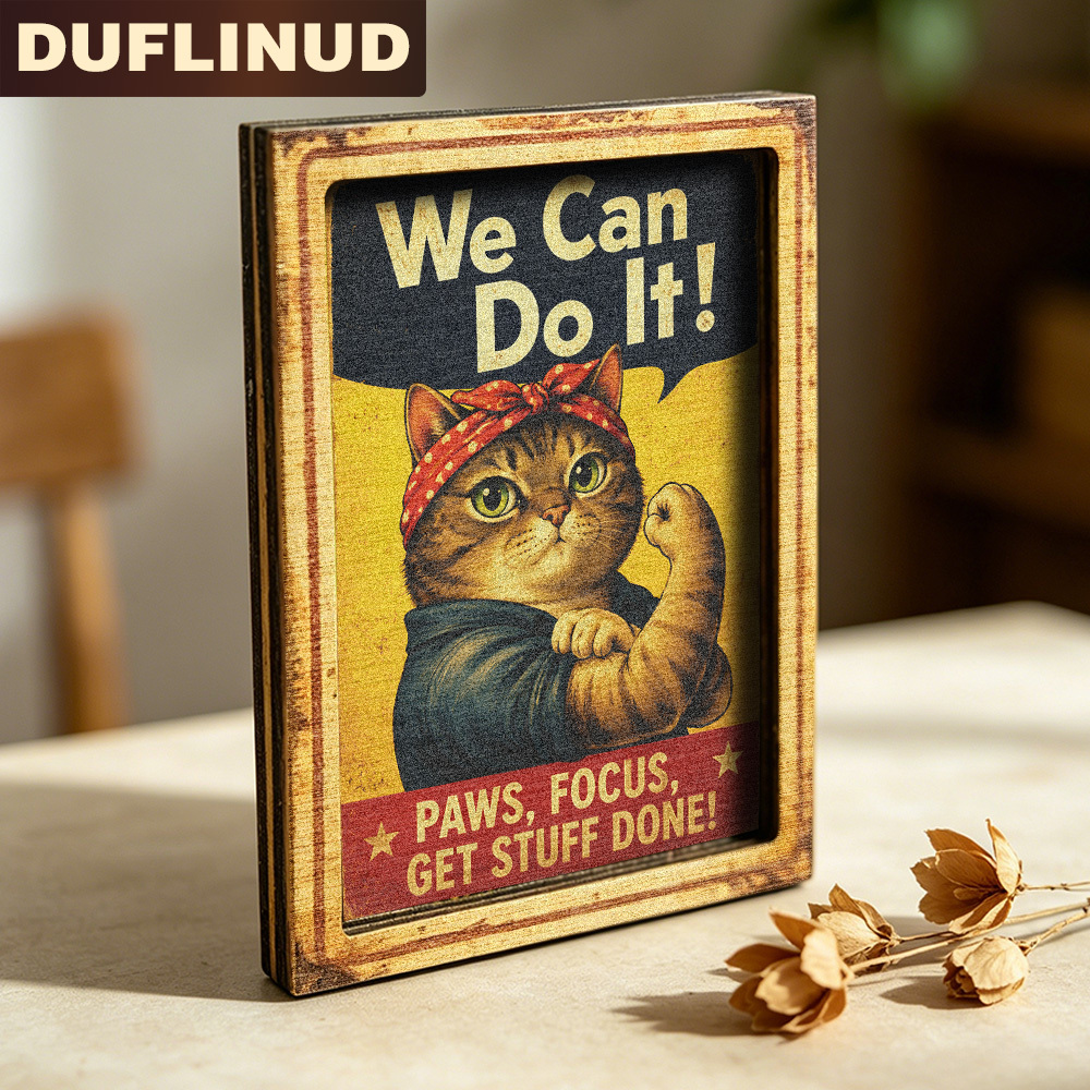 TEMU Aimant de réfrigérateur de style vintage, mini plaque décorative avec un design inspirant "" et des slogans encourageants, aimant de en bois,