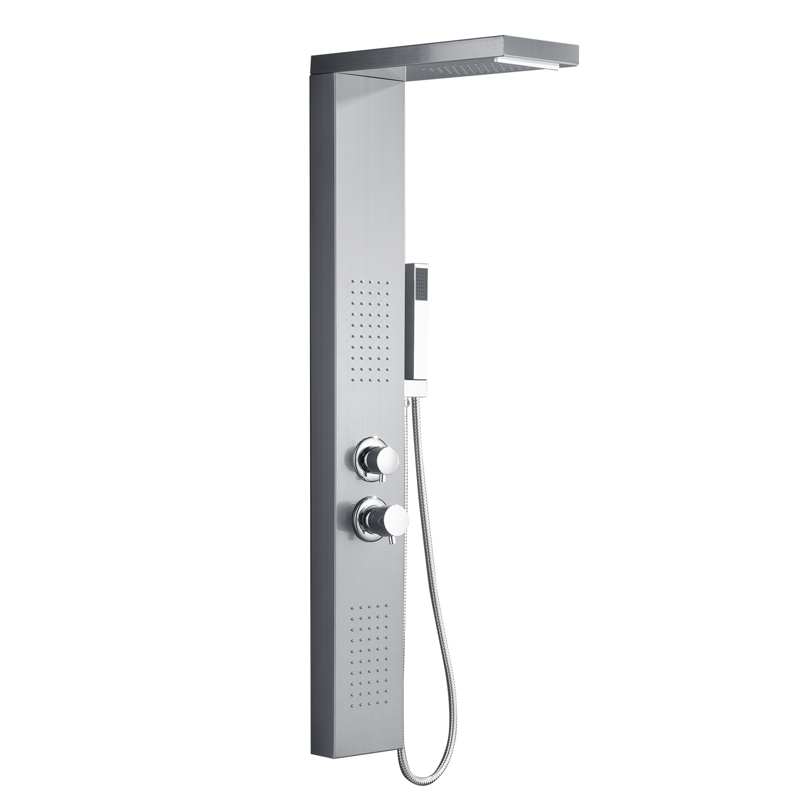 Stainless Steel 4-in-1 Multifunctional Shower Panel Set: Rain, Waterfall, Massage, Hand Shower & Inlet Adjustment Knob (silvery/),for Shower Use Only