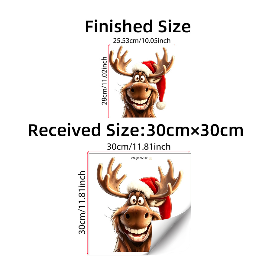 TEMU 1 autocollant amusant de Noël de , autocollant de vitre, autocollant réutilisable double face, motif ludique de avec chapeau de Père Noël,