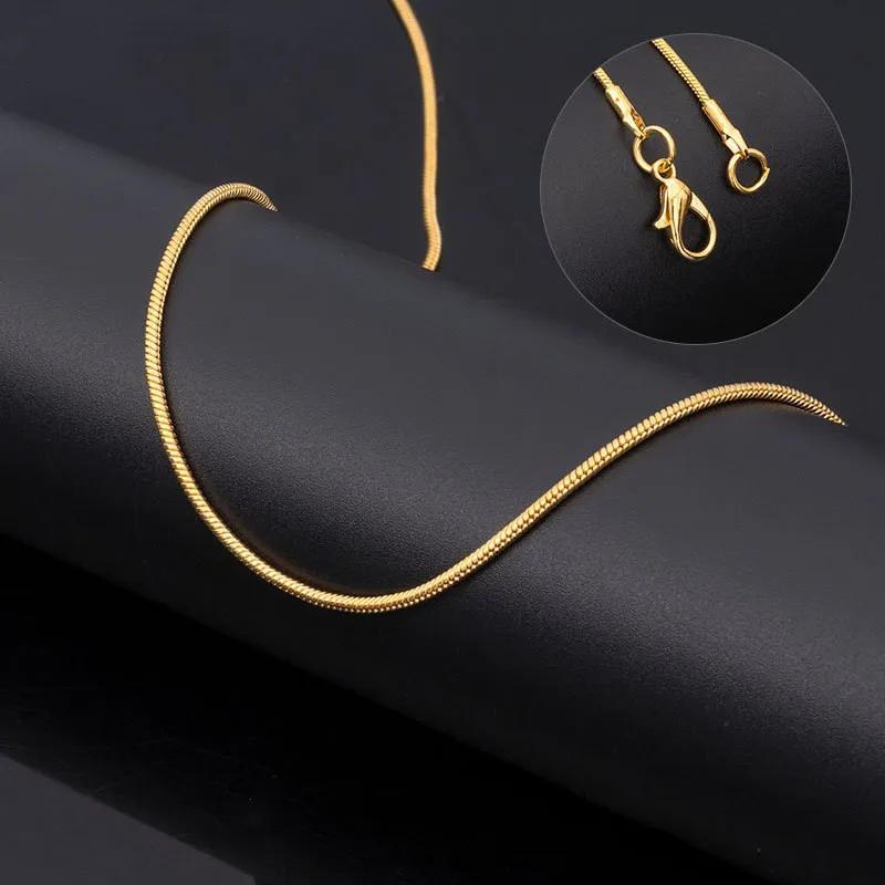 E-shop 1-2 mm Einfache Edelstahl-Schlangenkette, Vergoldetes Vintage Titanstahl Schmuck Trendiges Accessoire Geschenk
