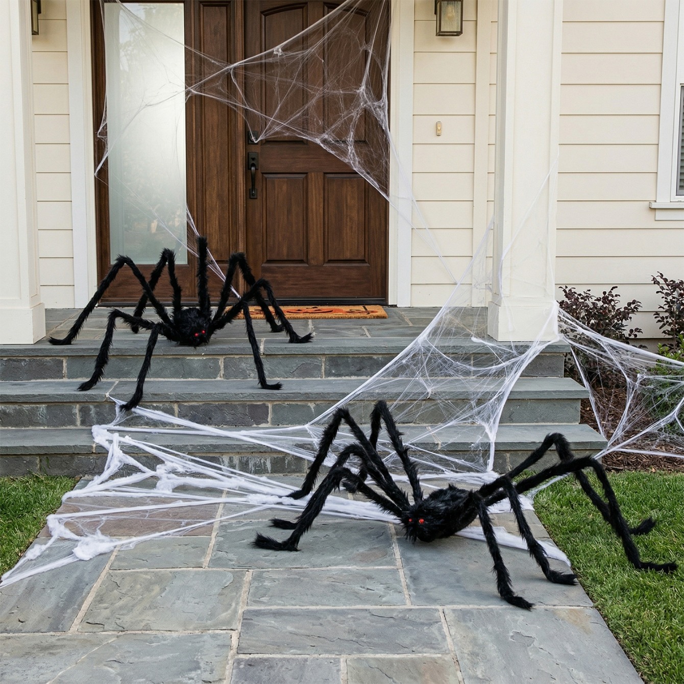 Image of Halloween Decoration Photo Props 2-pack 5 Ft Halloween Outdoor Decorations Hairy Black , Scary Enormous , Fake Large Haunted House Props, Halloween Yard Lawn Decorations Party Indoor Decor