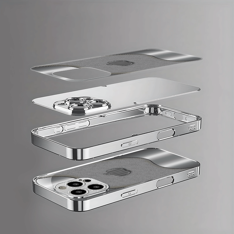 Simple Business Personality Trend Cute Electroplated Silver Metal Texture Simple Apple Pattern Electroplated Silver Glass Phone Case Suitable for Iphone16, 16Plus, 16Pro, 16Promax, for Iphone 15, 15Plus, 15Pro, 15Promax, 14, 14Plus, 14Pro, 14Promax, 13, 13Pro, 13Promax, 12, 12Pro, 12Promax, 11, 11, 11Pro Max, Full Coverage Reinforced Glass Protective Cover, Mobile Phone