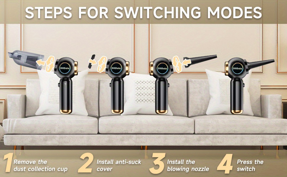 22000 PA Krachtige DiliDala Auto Stofzuiger, Mini Stofzuiger, Draagbare Handstofzuiger, 2 HEPA Filters, 4-in-1 Stofblazer & Luchtblazer & Pomp Voor Auto, Huis, Kantoor, Camping