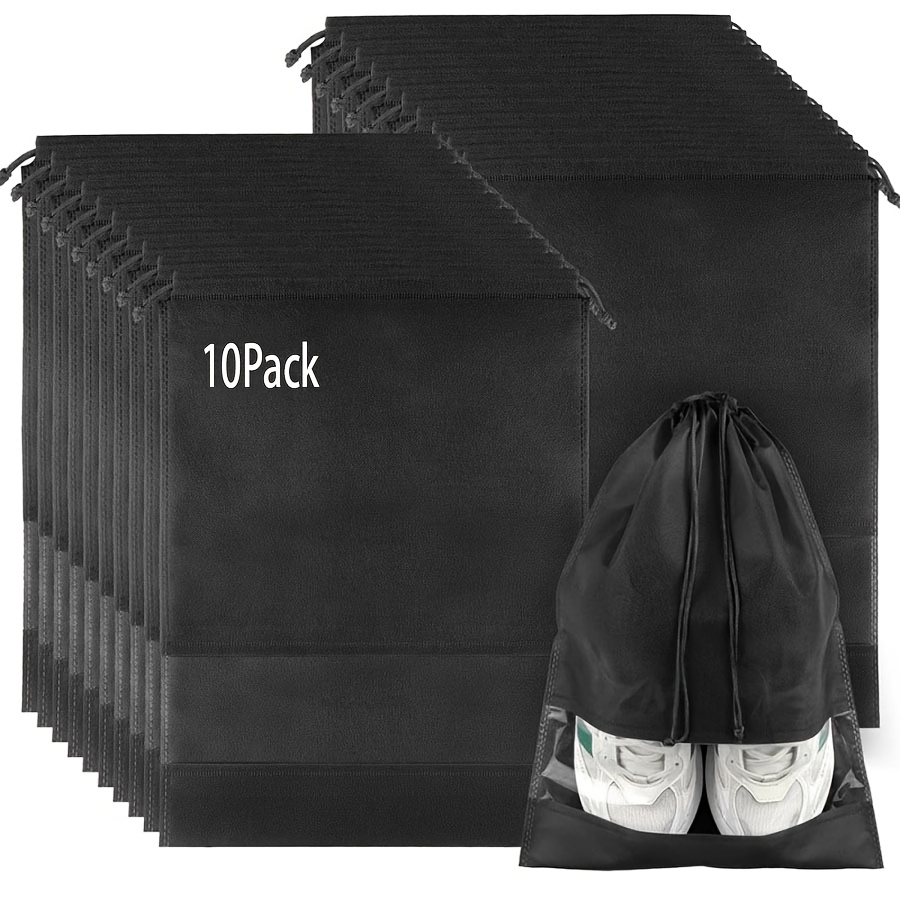 TEMU 10-pack Portable Travel Shoe Bags For Space-saving Storage, Dustproof Drawstring Design, Suitable For Settings Like Bedrooms, Living Rooms,