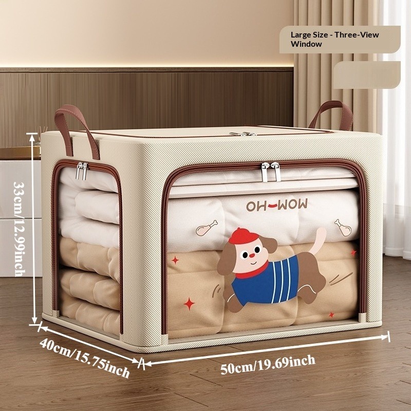 Foldable Storage Box with Lid, Stackable Design