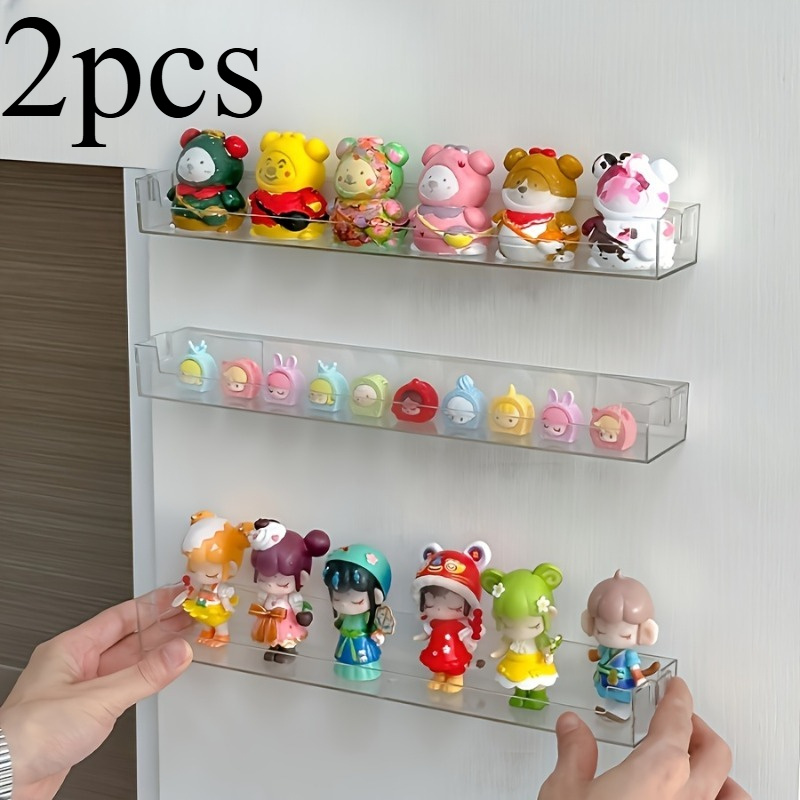 TEMU 2/4/6pcs Transparent Floating Shelves - Without Drilling, Transparent For Living Room, Dormitory, And Toy Storage Display, Dormitory Essential |