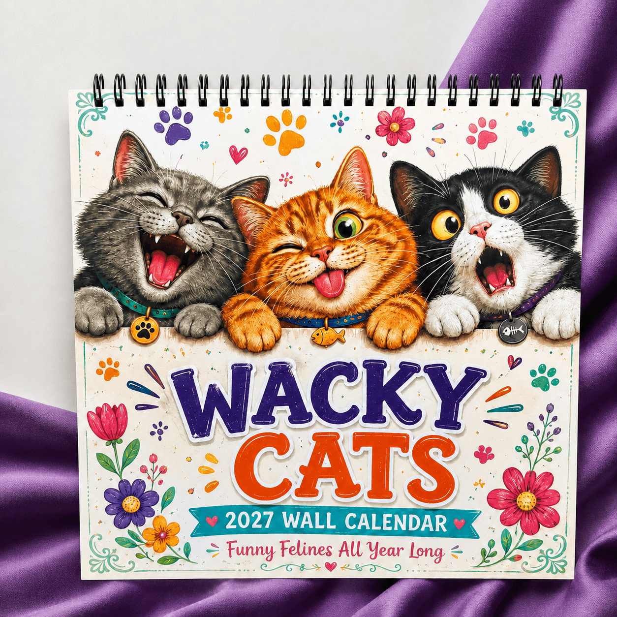 TEMU 2027 Wall Calendar, 1pc Cat Hanging Wall Calendar, 12-month Hanging Calendar, Full-year Hanging Desk Calendar, Wall-mounted Calendar, 12-month