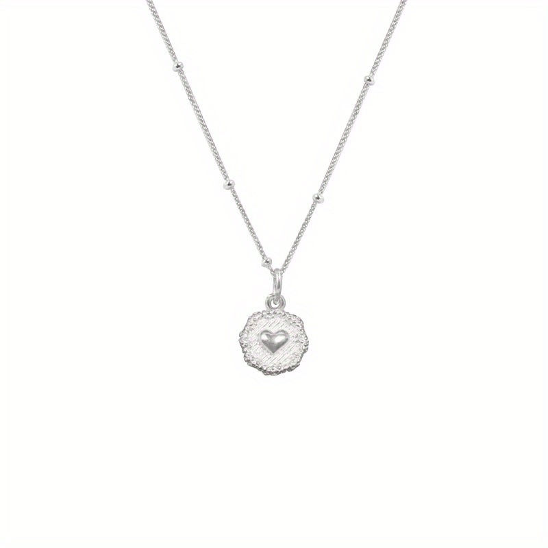 Image of S925 925 Silver Small Round Heart Necklace Light Luxury Easy Woven Lace Peach Heart Clavicle Necklace, Suitable For Daily Party Wear Or Gift For Lover Valentine's Day Gift
