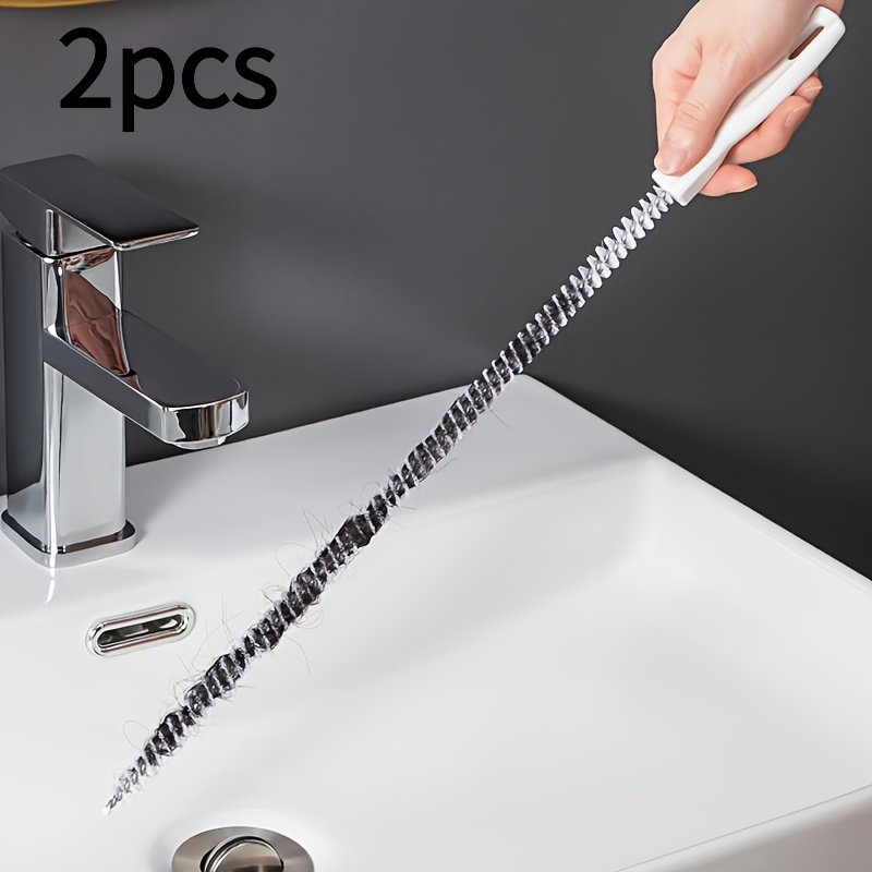 TEMU 2 pezzi Strumenti di pulizia flessibili per scarichi, Trappole per capelli e bagno, Strumenti per la rimozione di blocchi di scarichi, Forniture