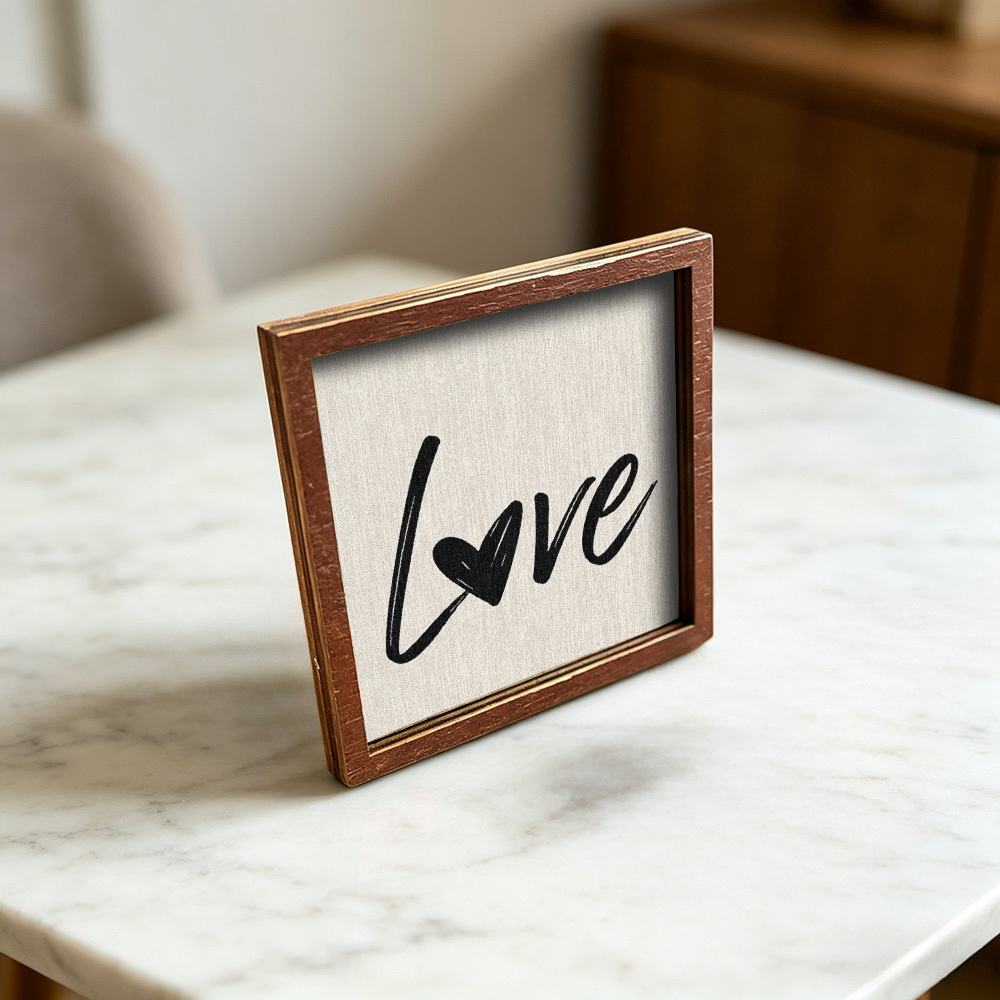 TEMU 1pc Creative Heart Letter Design Wooden Fridge Magnet, Black Handwritten Decorative Painting, Easy Warm Style, Suitable For Kitchen Refrigerator