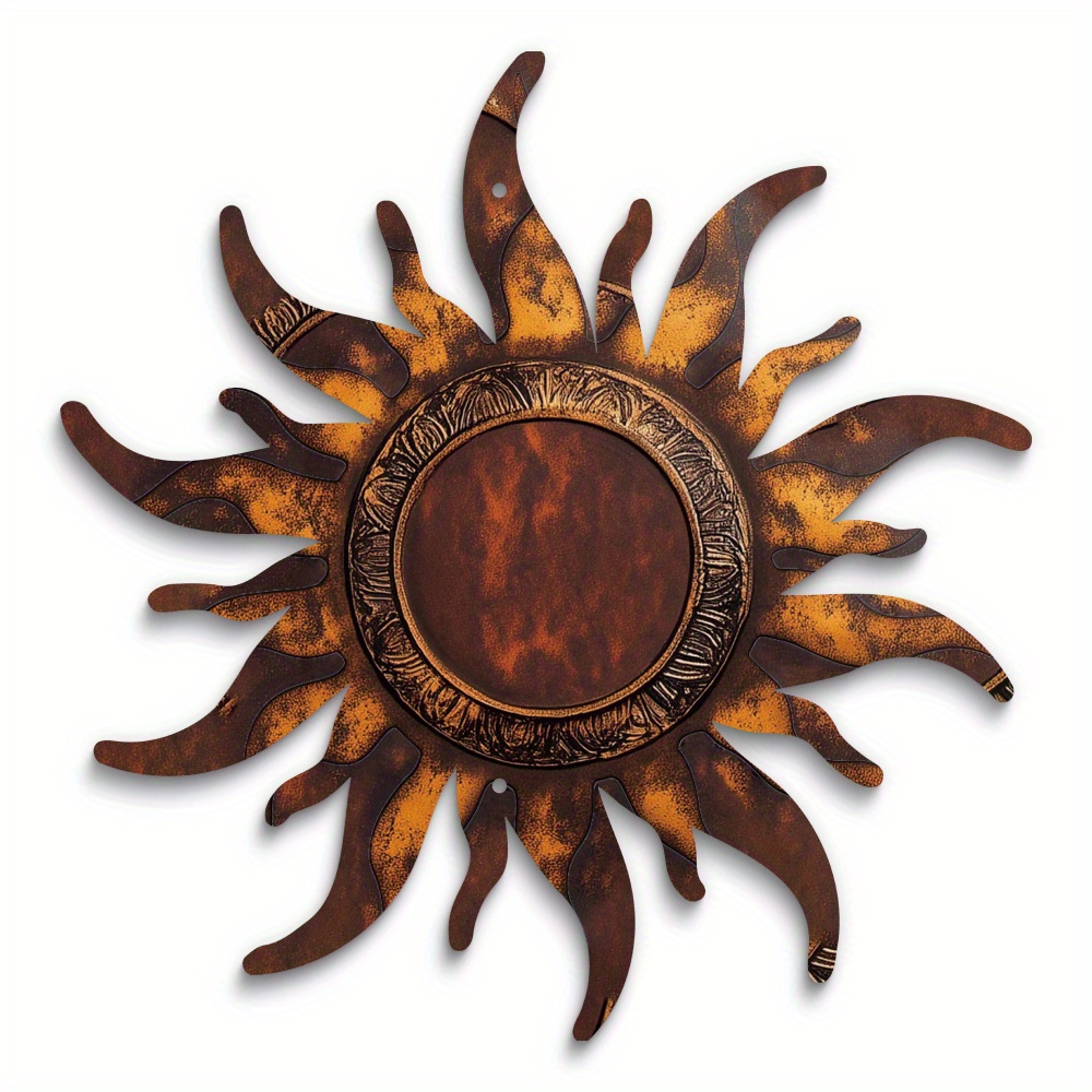 TEMU Putuo Décor 1pc Plaque Métallique de Soleil Décoration Extérieure, pour Décoration et Ajouts de Maison, Décoration Murale de Jardin, Décoration