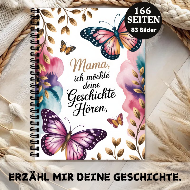 Image of German "mom, " Memory Photo Album With Durable Spiral Binding, Floral Watercolor For , , Romantic Gift For Mom, Golden Accent Nature Design, Spiral Notebook