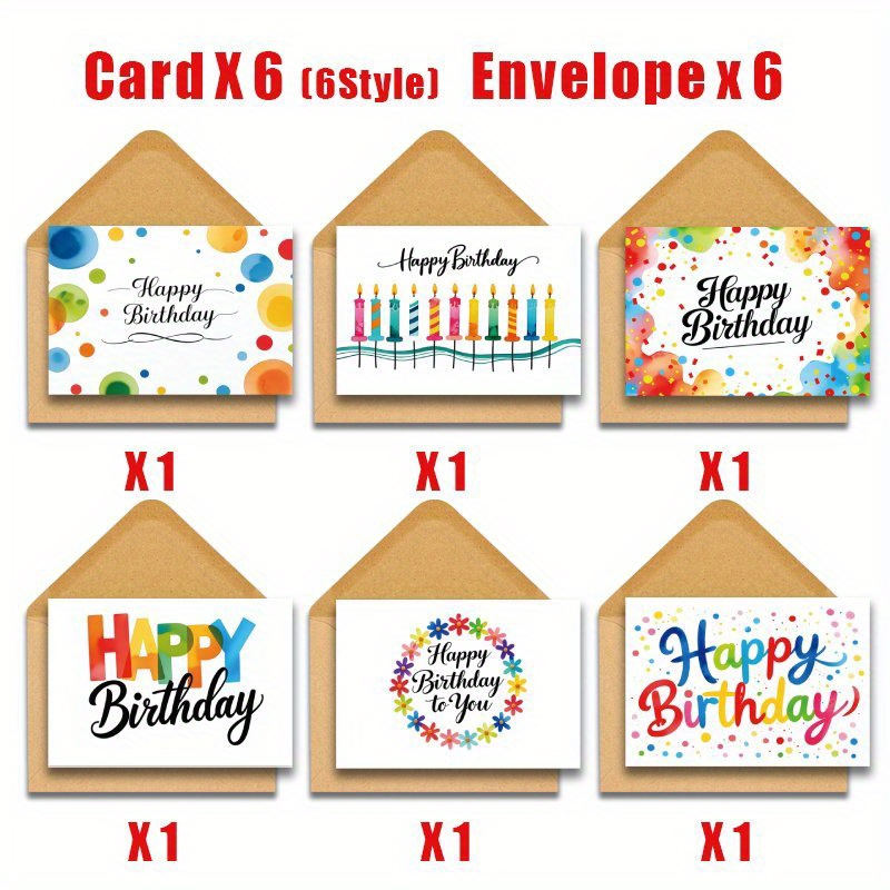 E-shop 12 Stück Aquarell Geburtstagskarten mit Umschlägen - Einzigartiges Design, leuchtender handgemalter Stil, hochwertiges Papier, geeignet für alle