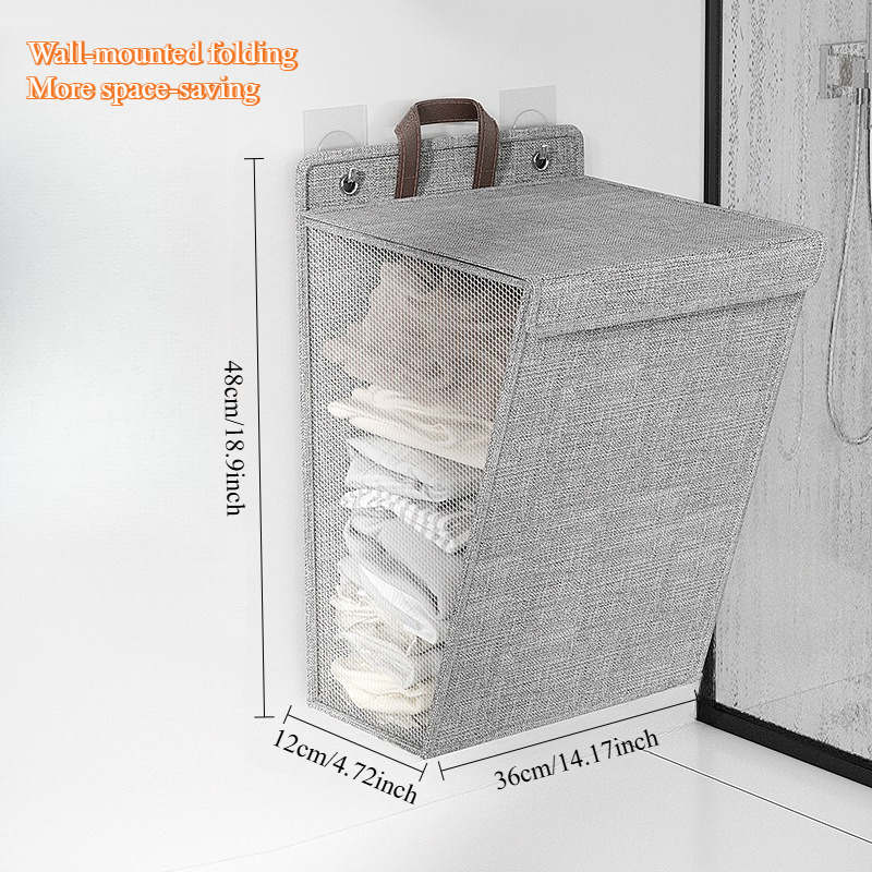 TEMU ITECHJOY Panier à linge pliant mural avec couvercle - Bac de rangement en tissu Oxford épaissi, organisateur encombrant adapté pour vêtements,