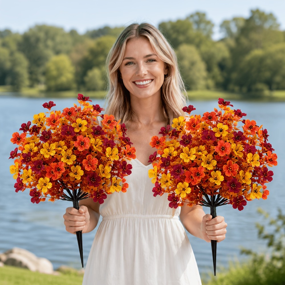 item picture autumn artificial   shrub bouquet with   high quality artificial potted flower tree autumn colored flowers outdoor artificial flowers with   suitable for indoor outdoor decoration ideal for  