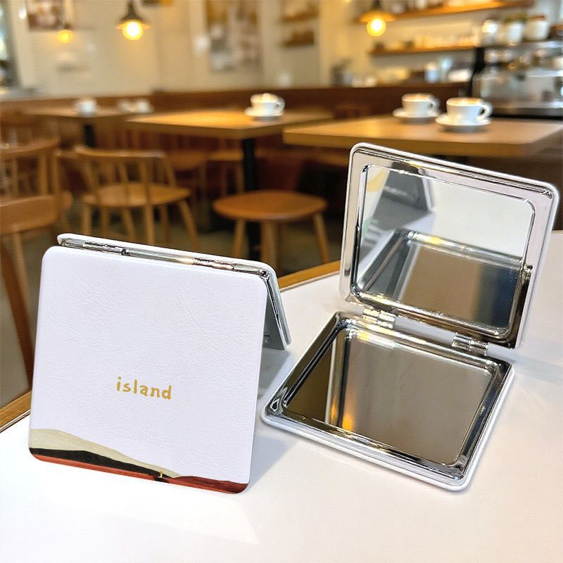 Handheld Mini Square Makeup Mirror, Cute Cartoon Design