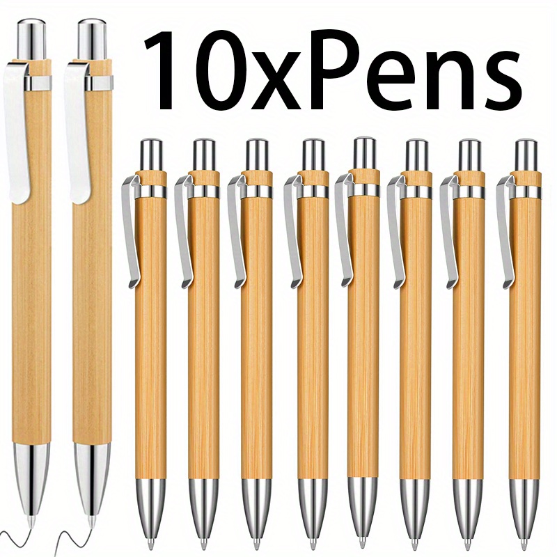 

10pcs Bamboo Pen Bamboo Wood Ballpoint Pen 1.0mm Tip Office School Stationery Business Ball Pens